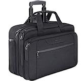 KROSER Rolling Laptop Bag Premium Wheeled Briefcase Fits Up to 17.3 Inch Laptop Water-Proof Overnight Roller Case Computer Bag with RFID Pockets for Travel/Business/Men/Women-Black
