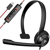 NUBWO USB Headset with Microphone Noise Cancelling &Audio Controls, Super Light, Ultra Comfort Computer Headset for Laptop, PC, Skype, Zoom, Webinar, Call Center, Home, Office