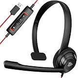 NUBWO USB Headset with Microphone Noise Cancelling &Audio Controls, Super Light, Ultra Comfort Computer Headset for Laptop, PC, Skype, Zoom, Webinar, Call Center, Home, Office