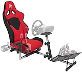 OpenWheeler GEN3 Racing Wheel Simulator Stand Cockpit Red on Black, Video Game Controller, Fits All Logitech G923, G920, Thrustmaster, Fanatec Wheels, Compatible with Xbox One, PS4, PC Platforms.