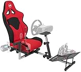 OpenWheeler GEN3 Racing Wheel Simulator Stand Cockpit Red on Black, Video Game Controller, Fits All Logitech G923, G920, Thrustmaster, Fanatec Wheels, Compatible with Xbox One, PS4, PC Platforms.