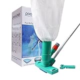 POOLWHALE Upgrades Pool Spa Pond Mini Jet Vac Vacuum Cleaner w/Brush, Bag,6 Sections Telescopic Pole of 56.5' and Handle