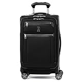 Travelpro Platinum Elite Softside Expandable Luggage, 8 Wheel Spinner Suitcase, USB Port, Suiter, Men and Women, Shadow Black, Carry-On 21-Inch