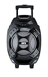 QFX PBX-61081-Silver Rechargeable Portable Speaker | 8' Woofer | 2,600 Watts | Bluetooth, AUX, SD Card, FM Radio | Handle, Wheels, 12 Lbs | Perfect for Tailgating, Indoords, Outdoors Audio | Silver