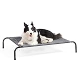 Bedsure Large Elevated Cooling Outdoor Dog Bed - Raised Dog Cots Beds for Large Dogs, Portable Indoor & Outdoor Pet Hammock Bed with Skid-Resistant Feet, Frame with Breathable Mesh, Grey, 49 inches