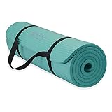 Gaiam Essentials Thick Yoga Mat Fitness & Exercise Mat With Easy-Cinch Carrier Strap, Teal, 72'L X 24'W X 2/5 Inch Thick