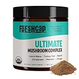 FreshCap - Ultimate Mushroom Complex - Pure Extract Powder - USDA Organic - Lions Mane, Reishi, Cordyceps, Chaga, Turkey Tail, Maitake -60g- Supplement - Add to Coffee– Real Fruiting Body–No Fillers