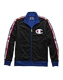 Champion Men's Track Jacket, Black/surf The Web w/c Plush Knit Logo, Medium