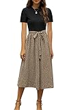 Zattcas Ribbed Midi Dress for Women Work Teacher Dress with Sleeve Black M