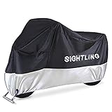 Motorcycle Cover, SIGHTLING All Season 210D Waterproof Motorbike Covers with Lock Holes, Fits up to 96.5' Motors, for Honda, Yamaha, Suzuki, Harley,96.5 x 41x 50 inch
