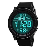 Sport Watch, 50M Waterproof Watch, Sport Wrist Watch for Men Women Kids, Digital Watch with Alarm Date and Time (Black -1)