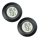 2 Pack Mini Digital Hygrometer Thermometer Gauge, Indoor Outdoor Temperature Humidity Meter for Greenhouse Humidors Incubators Reptile Terrarium Jars, Fahrenheit (℉) or Celsius(℃) (2)