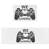 Kitchen Mat and Rugs Set of 2 WE GAMING Gray Gamepad Continuous Joystick Soft Kitchen Rug Microfiber Area Runner Rug Non-Slip Indoor Entrance Doormats for Bedroom Bathroom Dormitory 20x24in+20x47in