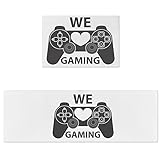 Kitchen Mat and Rugs Set of 2 WE GAMING Gray Gamepad Continuous Joystick Soft Kitchen Rug Microfiber Area Runner Rug Non-Slip Indoor Entrance Doormats for Bedroom Bathroom Dormitory 20x24in+20x47in