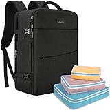 Travel Backpack for Men Women 17 Inch Flight Approved Carry on Backpack Waterproof Large 40L Luggage Daypack Business College Weekender Overnight Laptop Backpack with 3 Packing Cubes, Black