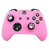 BRHE Cute Skin Cover for Xbox-One/Series X/S Controller Anti-Slip Silicone Grip Protective Case Accessories Set Wireless/Wired Gamepad Joystick with 2 Cat Paw Thumb Grips Caps (Deep Pink)