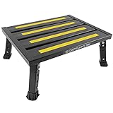 DEPSUNNY Adjustable Height Aluminum RV Step, Stable Foldable Platform Step Stool, Supports Up to 1,000 lb, Non-Slip Rubber Feet and Platform Mat, Easy to Carry (Black)