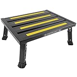 DEPSUNNY Adjustable Height Aluminum RV Step, Stable Foldable Platform Step Stool, Supports Up to 1,000 lb, Non-Slip Rubber Feet and Platform Mat, Easy to Carry (Black)