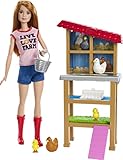 Barbie Chicken Farmer Doll, Red-Haired, and Playset with Henhouse, 3 Chickens, 2 Chicks and More, Career-Themed Toy for 3 to 7 Year Olds (Amazon Exclusive)