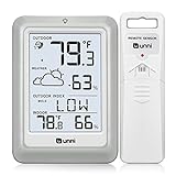 Indoor Outdoor Thermometer Hygrometer Wireless Weather Stations, Temperature Humidity Monitor Battery Powered Inside Outside Thermometer with 330ft Range Remote Sensor and Backlight Display