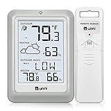 Indoor Outdoor Thermometer Hygrometer Wireless Weather Stations, Temperature Humidity Monitor Battery Powered Inside Outside Thermometer with 330ft Range Remote Sensor and Backlight Display