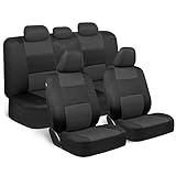 BDK PolyPro Car Seat Covers Full Set in Charcoal on Black – Front and Rear Split Bench Seat Covers for Cars, Easy to Install Car Seat Cover Set, Car Accessories for Auto Trucks Van SUV