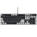 Merdia Mechanical Keyboard Gaming Keyboard with Brown Switch Wired White Backlit Keyboard Full Size 104 Keys US Layout (Black & Grey)