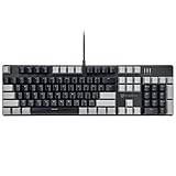 Merdia Mechanical Keyboard Gaming Keyboard with Brown Switch Wired White Backlit Keyboard Full Size 104 Keys US Layout (Black & Grey)