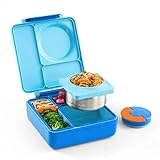 OmieBox Bento Box for Kids - Insulated Lunch Box with Leak Proof Thermos Food Jar - 3 Compartments, Two Temperature Zones (Sky Blue) (Single) (Packaging May Vary)