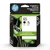 HP 65 Black/Tri-color Ink Cartridges (2-pack) | Works with HP AMP 100 Series, HP DeskJet 2600, 3700 Series, HP ENVY 5000 Series | Eligible for Instant Ink | T0A36AN