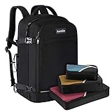 Asenlin 40L Travel Backpack for Women Men，17 Inch Laptop Backpack Flight Approved Luggage Carry On Water Resistant Computer Backpack for Weekender Overnight Large Daypack Black