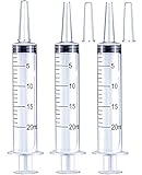 20ml Syringe for Liquid, Oral, Scientific Labs, Measurement, Dispensing, with Cap- 3 Pack 20ml Syringes
