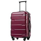 Coolife Luggage Expandable(only 28') Suitcase PC+ABS Spinner Built-In TSA lock 20in 24in 28in Carry on (Radiant Pink., S(20in_carry on))