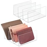 mDesign Plastic Purse/Handbag Organizer - Closet Divided Storage for Bags, Clutches, Wallets, Wristlets - Space-Saving Bedroom and Cabinet Organization - Lumiere Collection - 2 Pack - Clear