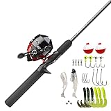 Zebco 404 Spincast Reel and Fishing Rod Combo, 5'6' 2-Piece Durable Fiberglass Rod with EVA Handle, Quickset Anti-Reverse Reel with Built-in Bite Alert, 28-Piece Tackle Pack,Black/Red