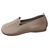 JEUROT Womens Ballet Loafer Flats Shoes Knit Round Toe Slip On Loafers Walking Shoes Comfortable Dress Office Work Shoes (a-Khaki, 9)