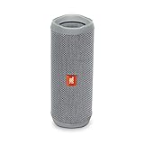 JBL Flip 4, Gray - Waterproof, Portable & Durable Bluetooth Speaker - Up to 12 Hours of Wireless Streaming - Includes Noise-Cancelling Speakerphone, Voice Assistant & JBL Connect+