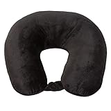 Wolf Essentials Adult Cozy Soft Microfiber Neck Pillow, Compact, Perfect for Plane or Car Travel, Black
