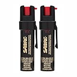 SABRE Advanced Compact Pepper Spray with(Pepper Spray, CS Tear Gas & UV Marking Dye), Police Strength Self Defense Spray, 10-Foot(3 m) Range,35 Bursts-Easy Access Belt Clip(Pack of 2)