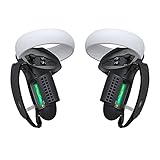 KIWI design Upgraded Controller Grips Cover Compatible with Quest 2 Accessories, with Battery Opening Protector with Knuckle Straps (Black)