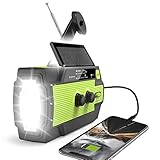 Emergency Crank Weather Radio, 4000mAh Solar Hand Crank Portable AM/FM/NOAA Radio with 1W 3 Mode Flashlight & Motion Sensor Reading Lamp, Cell Phone Charger, SOS for Home and Emergency