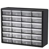 Akro-Mils 10124, 24 Drawer Plastic Parts Storage Hardware and Craft Cabinet, 20-Inch W x 6-Inch D x 16-Inch H, Black