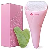 BAIMEI Ice Roller and Gua Sha Facial Tools, Ice Roller for face Reduces Puffiness Migraine Pain Relief-Pink