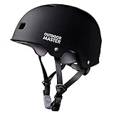 OutdoorMaster Skateboard Cycling Helmet - Two Removable Liners Ventilation Multi-Sport Scooter Roller Skate Inline Skating Rollerblading for Kids, Youth & Adults - L - Black
