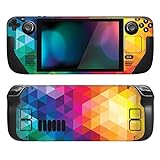PlayVital Full Set Protective Skin Decal for Steam Deck, Custom Stickers Vinyl Cover for Steam Deck Handheld Gaming PC - Colorful Triangle