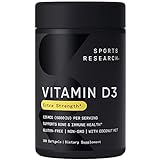 Sports Research Vitamin D3 5000IU (125mcg) with Coconut Oil - High Potency Vitamin D for Immune & Bone Support - Non-GMO Verified, Gluten & Soy Free (360 Liquid Softgels)