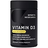 Sports Research Vitamin D3 5000IU (125mcg) with Coconut Oil - High Potency Vitamin D for Immune & Bone Support - Non-GMO Verified, Gluten & Soy Free (360 Liquid Softgels)