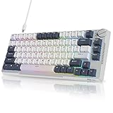 RK ROYAL KLUDGE H81 Hot Swappable Mechanical Keyboard, Triple Mode 2.4Ghz/BT5.1/USB-C Knob Control Wireless Gaming Keyboard Gasket Mounted with RGB Backlit SkyCyan Switch, 75% Layout 81 Keys