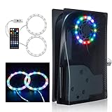 PEPPER JOBS LED Light Strip for PS5, RGB LED Light Strip for PS5 Console Translucent Black Cover, Music Sync and 8 Colors 400+ Modes 5050 LED Light for PS5 Console with IR Remote/USB/and APP