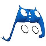 eXtremeRate Blue Decorative Trim Shell Compatible with ps5 Controller, Soft Touch DIY Replacement Clip Shell, Custom Plates Cover Compatible with ps5 Controller with Accent Rings